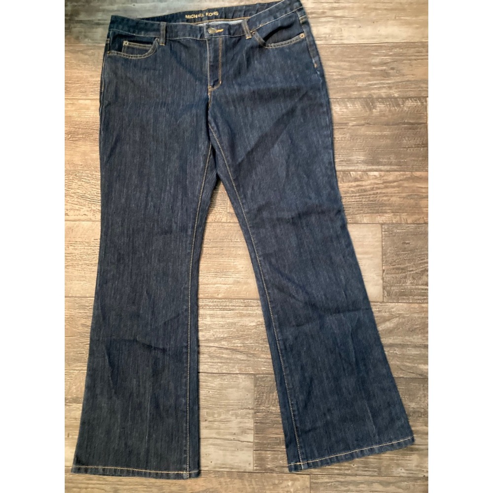 Womens Michael Kors Dark Wash Jeans 12 Wide Leg Casual Chic Y2K Retro Casual